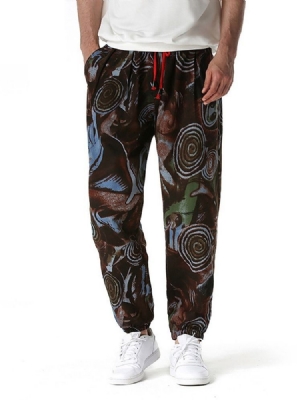 Calça Lápis Geométrica Fina Calça Casual Masculina