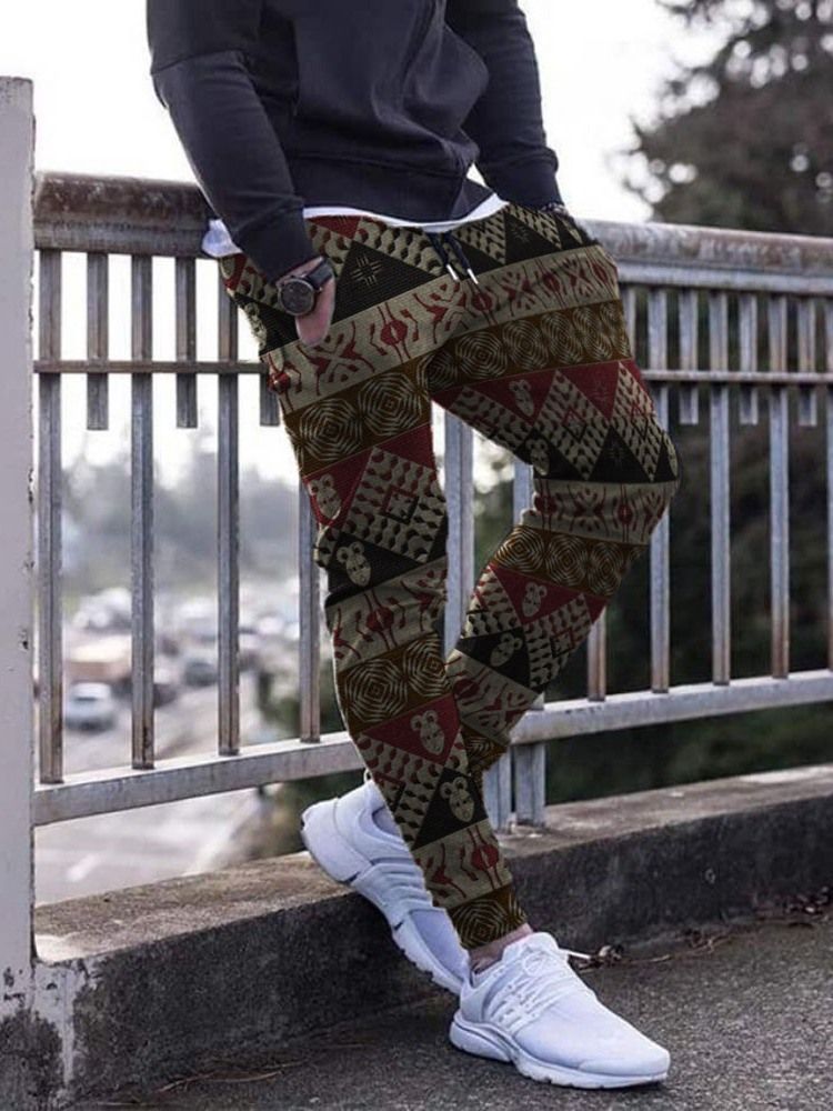 Calça Lápis Imprimir Calça Casual Masculina Com Corda