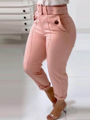 Calça Lápis Liso Magro Calça Casual Feminina De Cintura Média