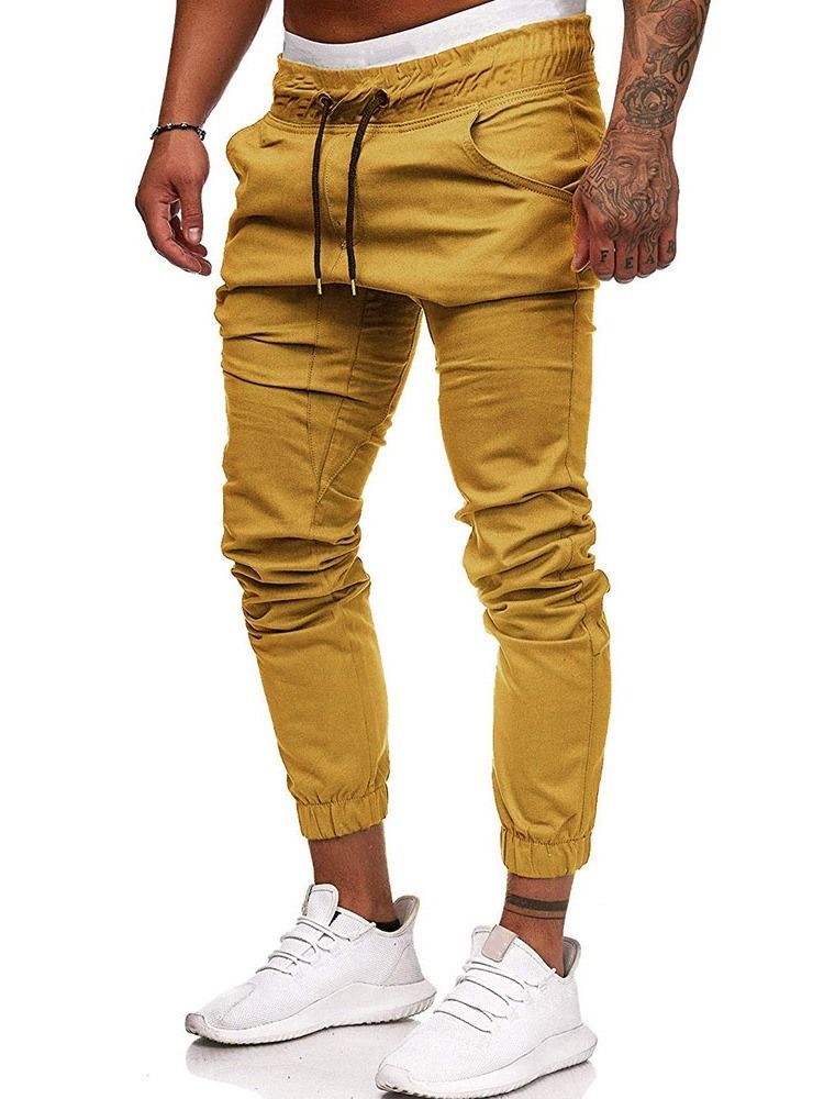 Calça Lápis Liso Plissada Masculina Calça Casual Casual Com Renda