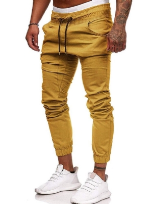 Calça Lápis Liso Plissada Masculina Calça Casual Casual Com Renda