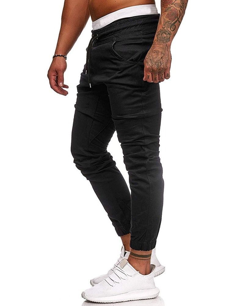 Calça Lápis Liso Plissada Masculina Calça Casual Casual Com Renda