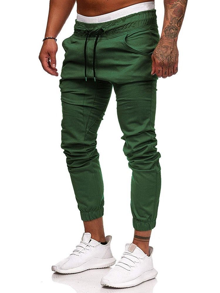 Calça Lápis Liso Plissada Masculina Calça Casual Casual Com Renda