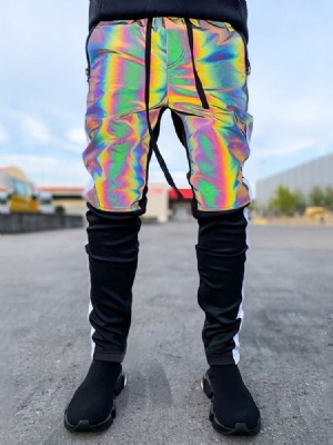 Calça Lápis Patchwork Bloco De Cores Queda Cintura Média Calça Masculina Casual