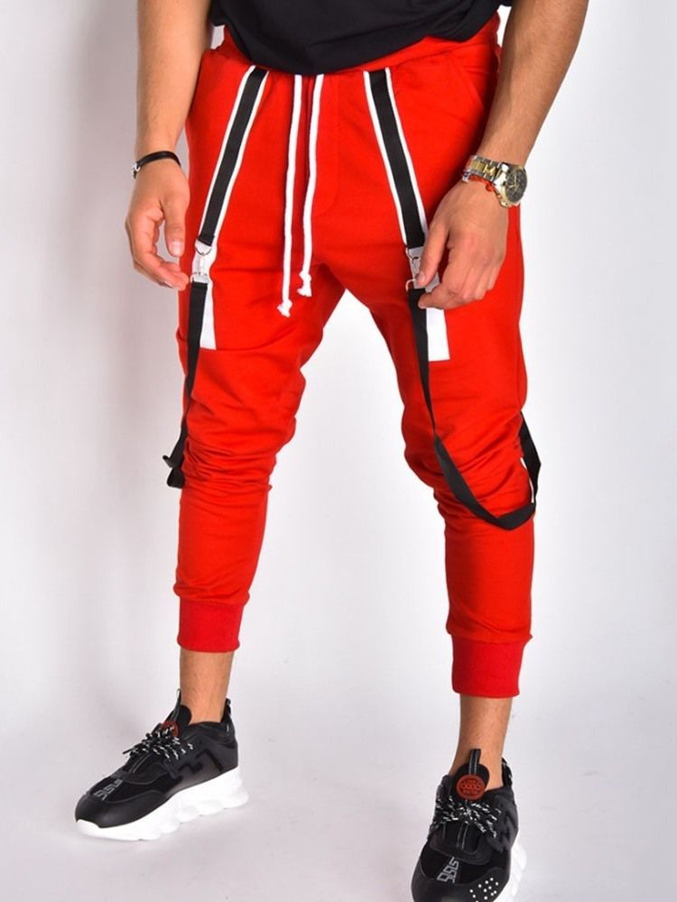 Calça Lápis Patchwork Masculino Color Block Calça Cintura Média Casual Casual