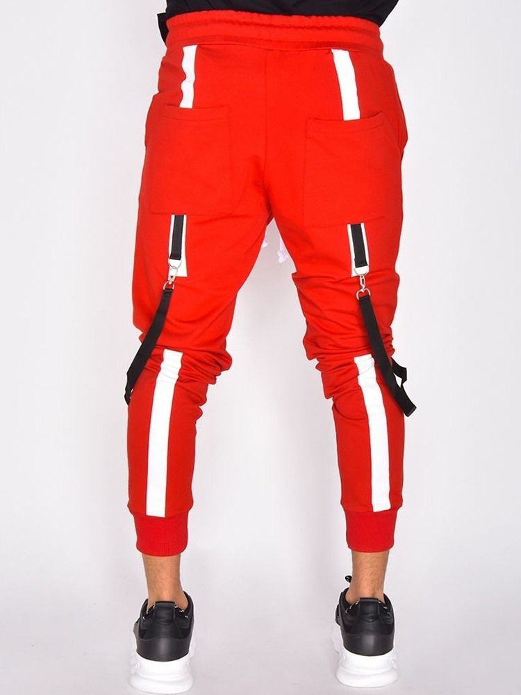 Calça Lápis Patchwork Masculino Color Block Calça Cintura Média Casual Casual