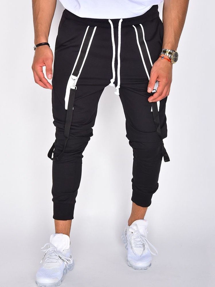 Calça Lápis Patchwork Masculino Color Block Calça Cintura Média Casual Casual