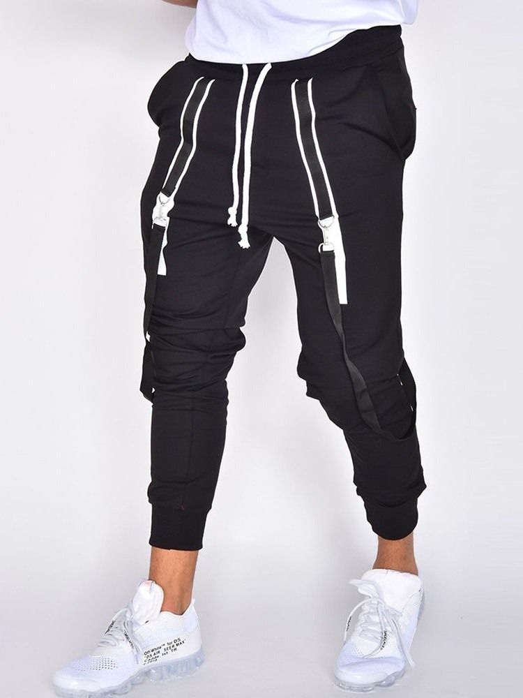 Calça Lápis Patchwork Masculino Color Block Calça Cintura Média Casual Casual