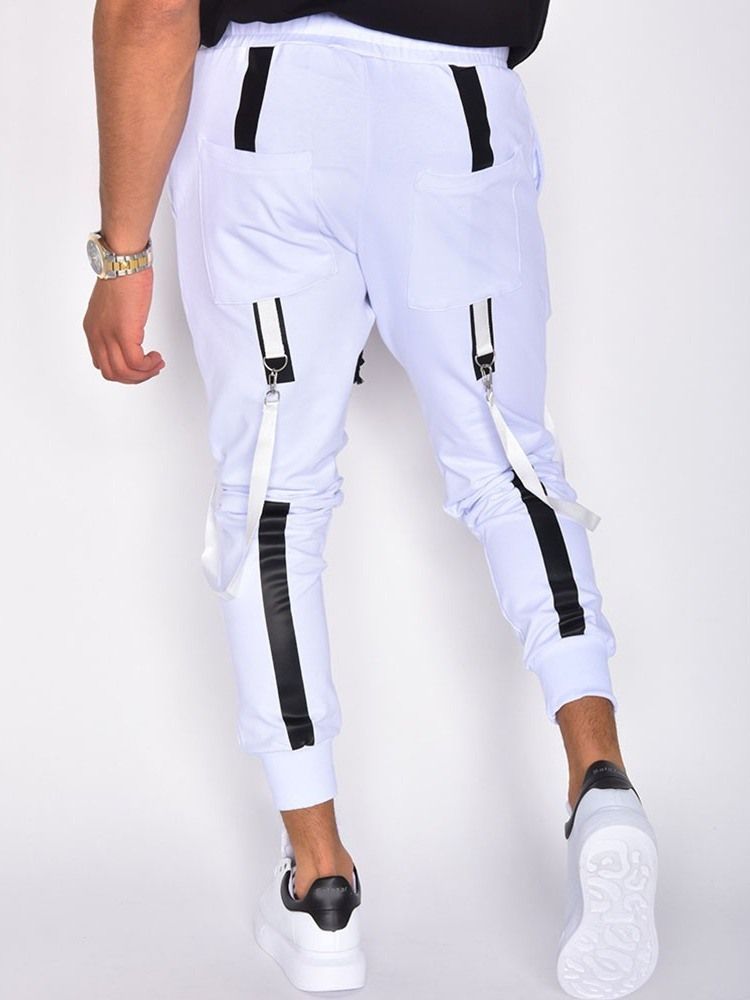 Calça Lápis Patchwork Masculino Color Block Calça Cintura Média Casual Casual