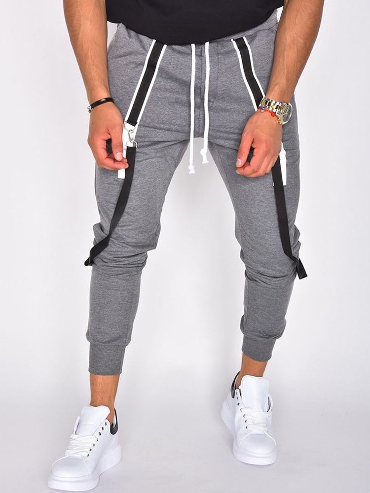 Calça Lápis Patchwork Masculino Color Block Calça Cintura Média Casual Casual