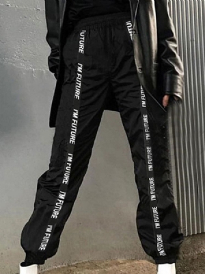 Calça Lápis Plissada Carta Solta Calça Casual Feminina Cintura Média