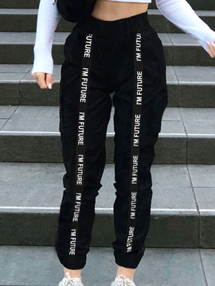 Calça Lápis Plissada Carta Solta Calça Casual Feminina Cintura Média
