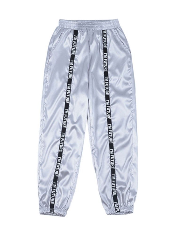 Calça Lápis Plissada Carta Solta Calça Casual Feminina Cintura Média