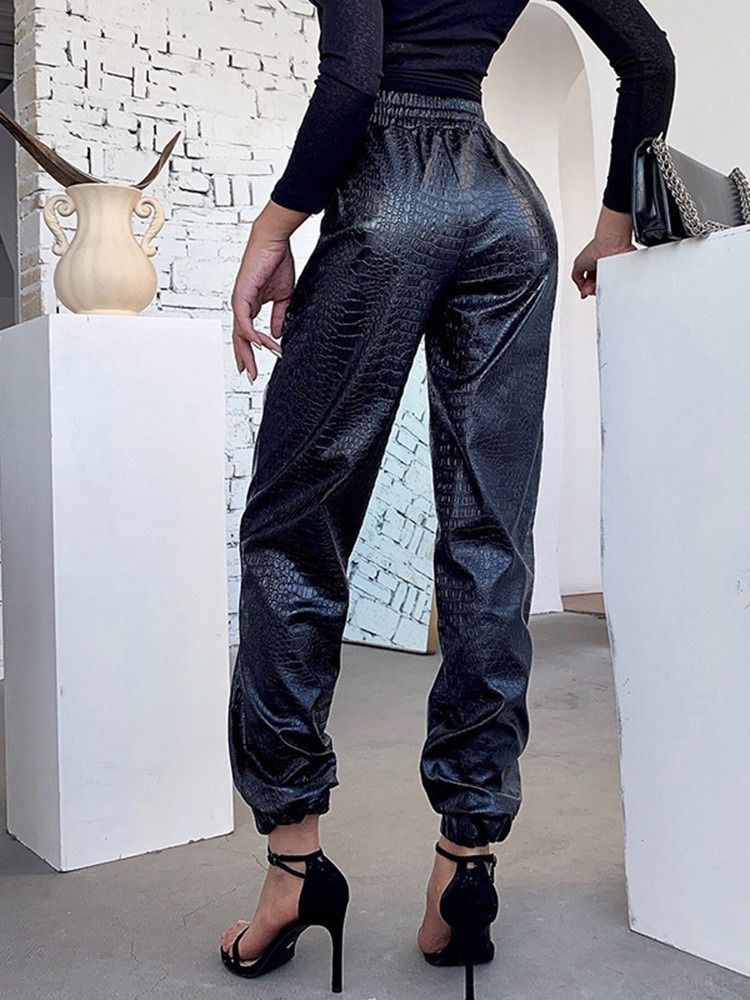 Calça Lápis Serpentina Plissada Solta Calça Casual Feminina Até O Tornozelo