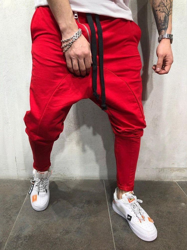 Calça Larga Casual Masculina De Renda Lisa