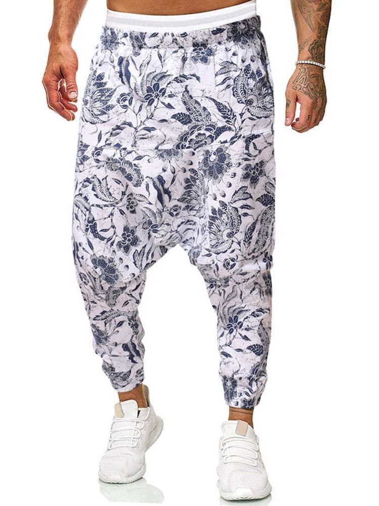 Calça Larga Com Estampa Floral De Cintura Média Calça Casual Masculina