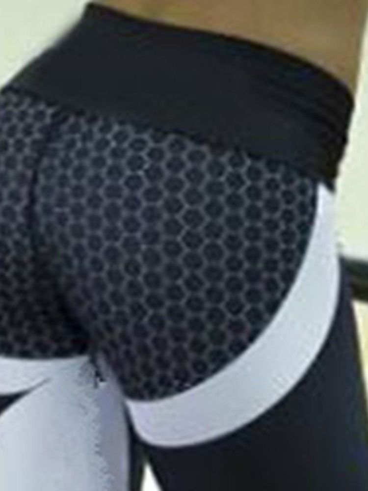 Calça Leggings Casual Feminina Com Bloco De Cores Geométrico Patchwork