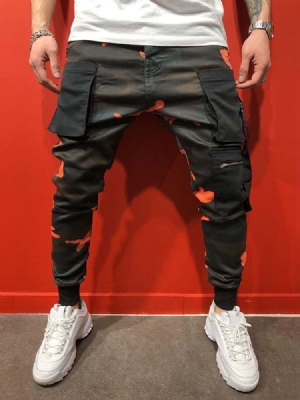 Calças Casuais De Camuflagem Estampada Masculina Four Seasons De Cintura Média