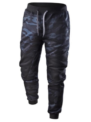 Calças Casuais Masculinas Camufladas Com Cordões