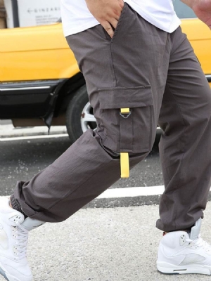 Calças Casuais Masculinas De Hip Hop De Bolso Reto Fino