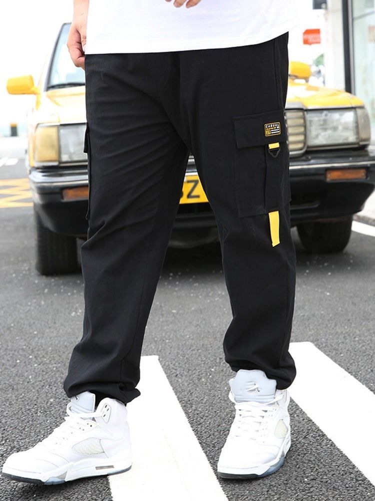 Calças Casuais Masculinas De Hip Hop De Bolso Reto Fino