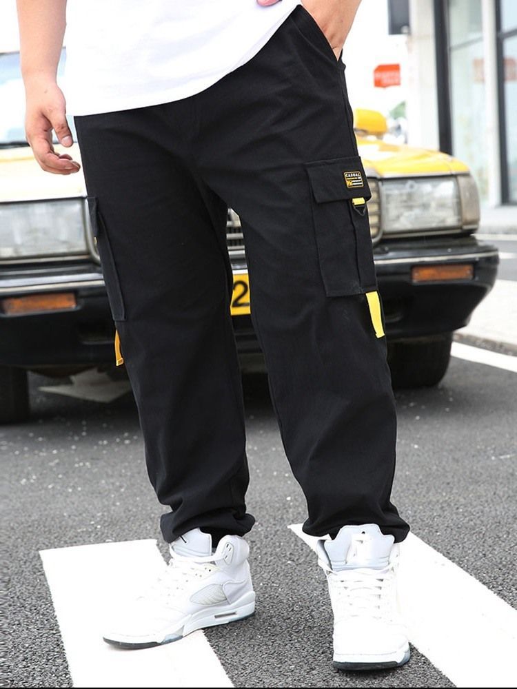 Calças Casuais Masculinas De Hip Hop De Bolso Reto Fino