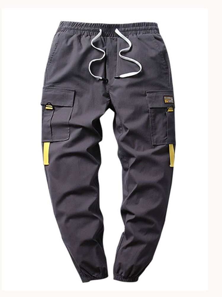 Calças Casuais Masculinas De Hip Hop De Bolso Reto Fino