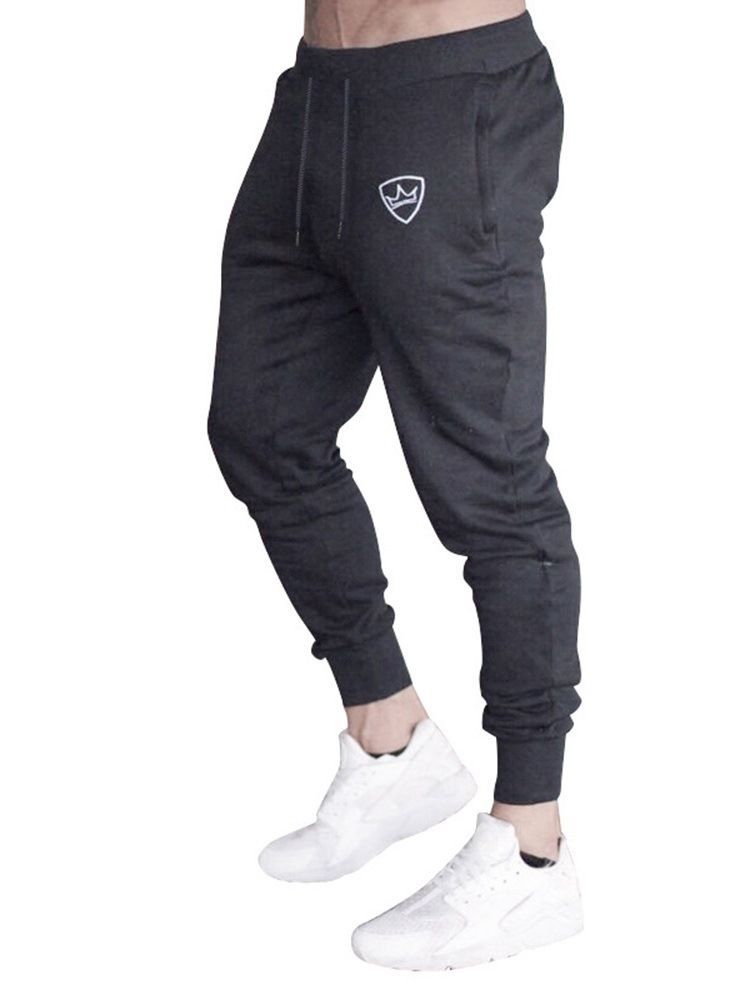 Calças Casuais Masculinas Simples Com Cordões Baggy Primavera