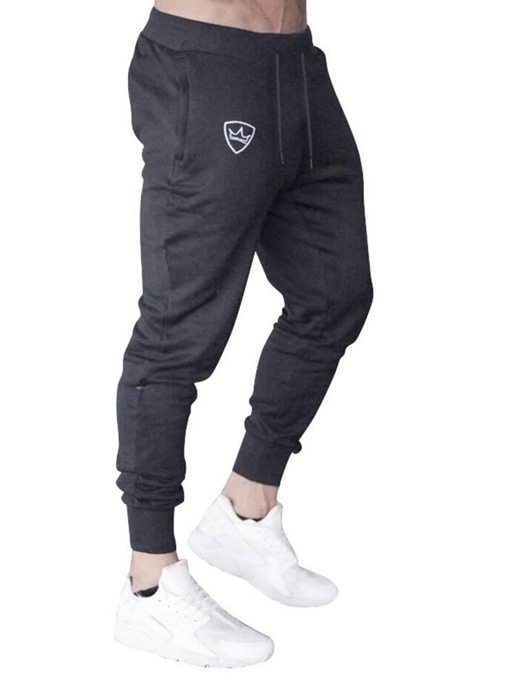 Calças Casuais Masculinas Simples Com Cordões Baggy Primavera