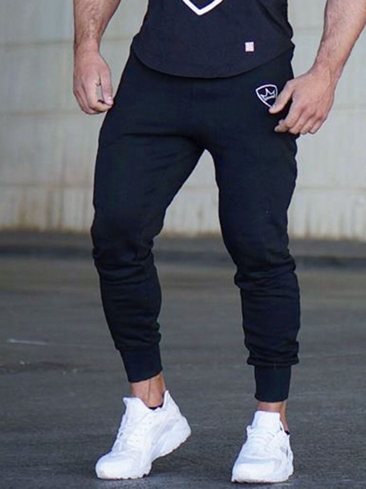 Calças Casuais Masculinas Simples Com Cordões Baggy Primavera