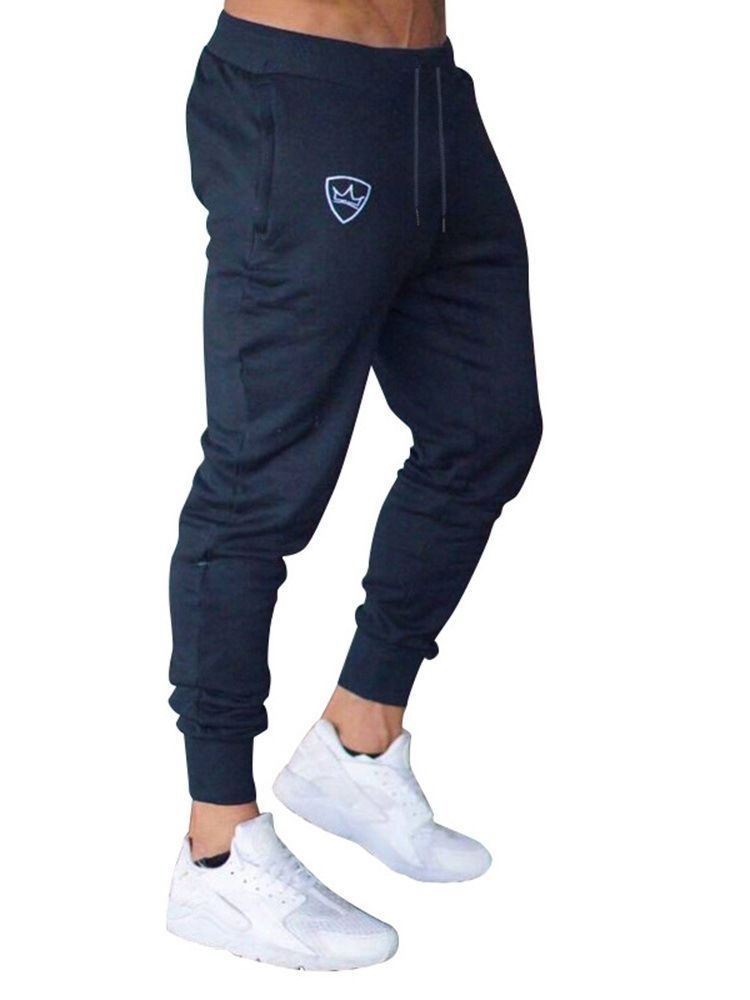 Calças Casuais Masculinas Simples Com Cordões Baggy Primavera