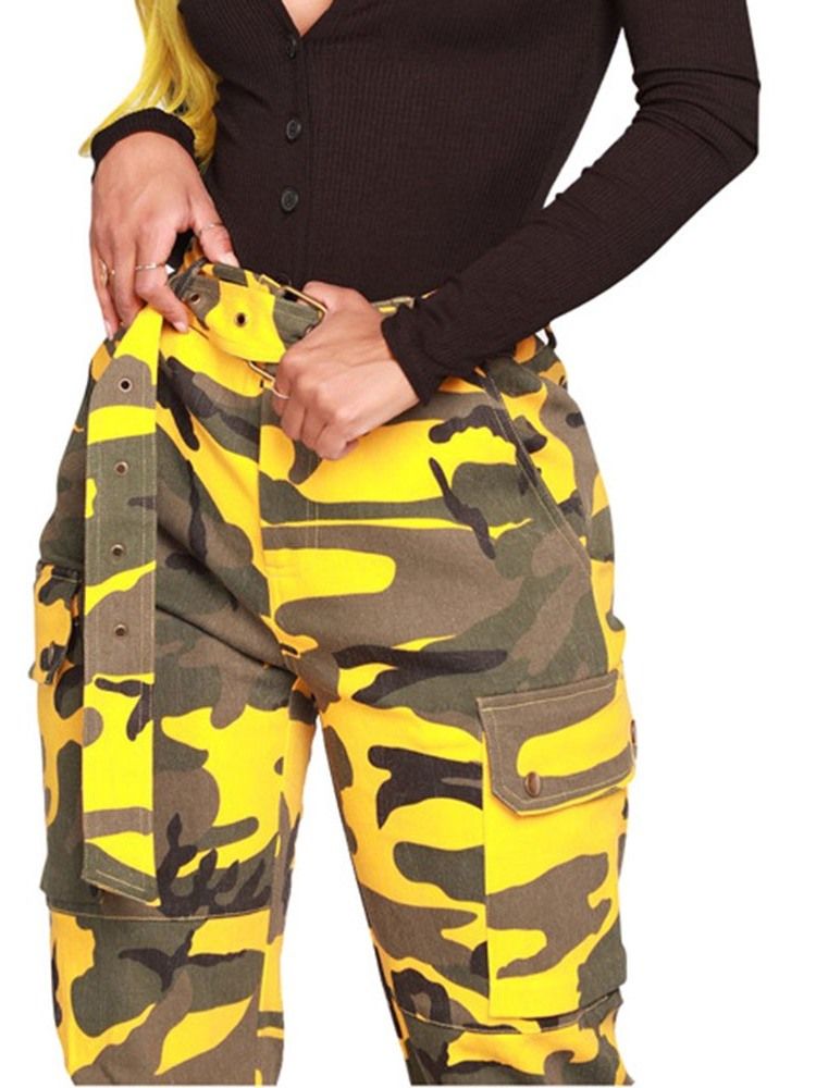Calças Femininas Com Cinto De Camuflagem