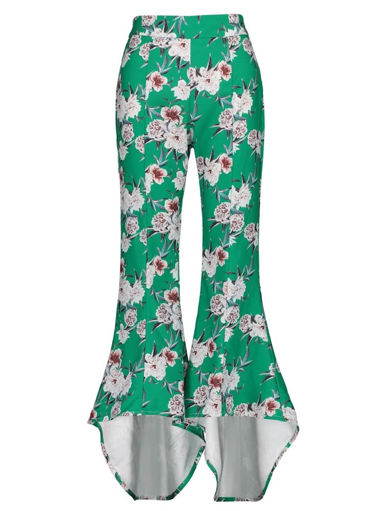 Calças Femininas Com Estampa Floral Em Bloco Colorido