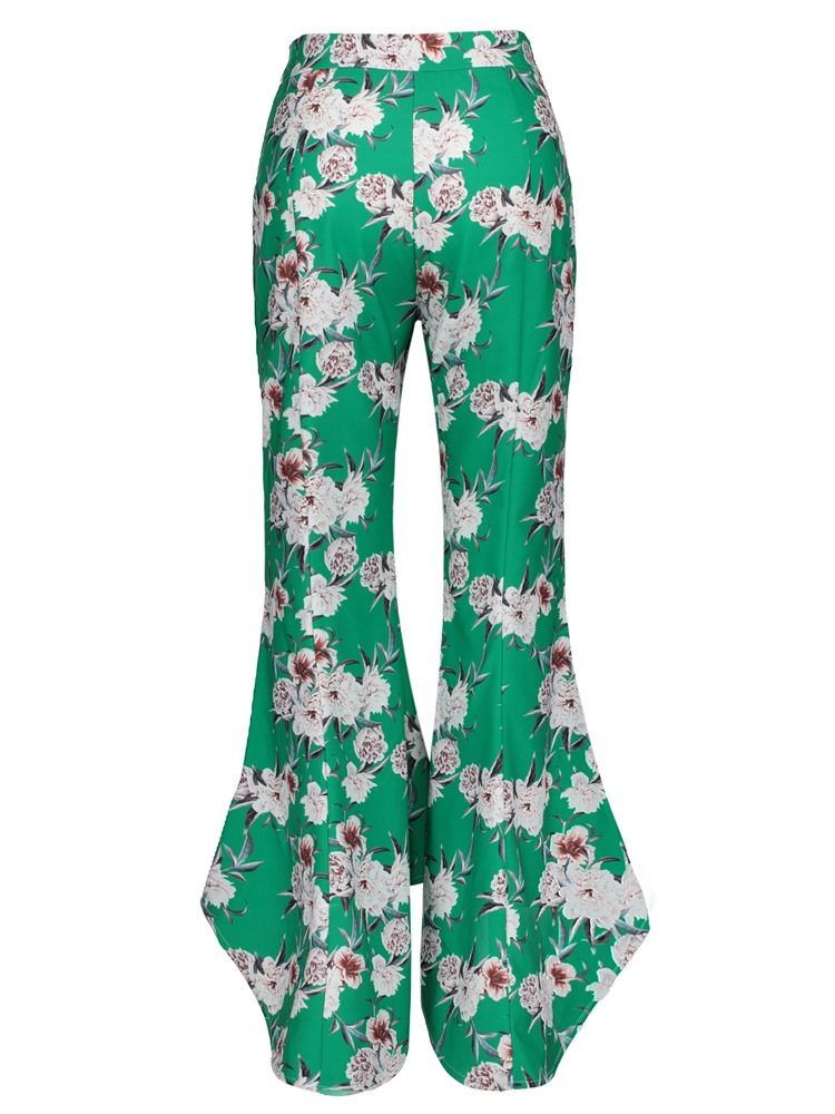 Calças Femininas Com Estampa Floral Em Bloco Colorido