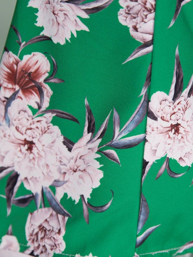 Calças Femininas Com Estampa Floral Em Bloco Colorido