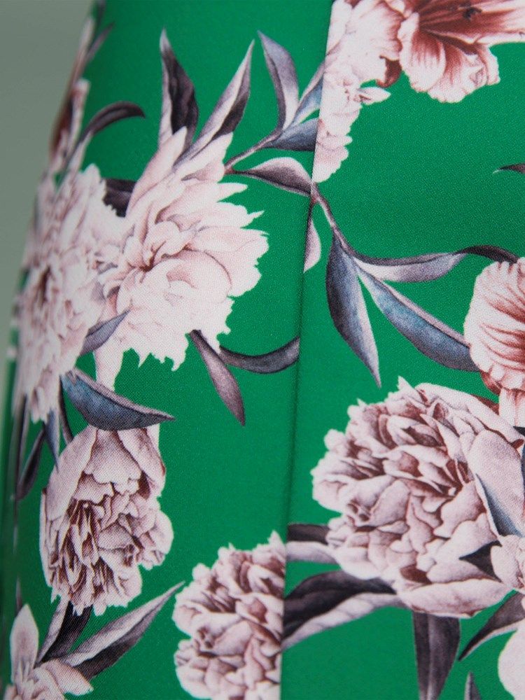 Calças Femininas Com Estampa Floral Em Bloco Colorido