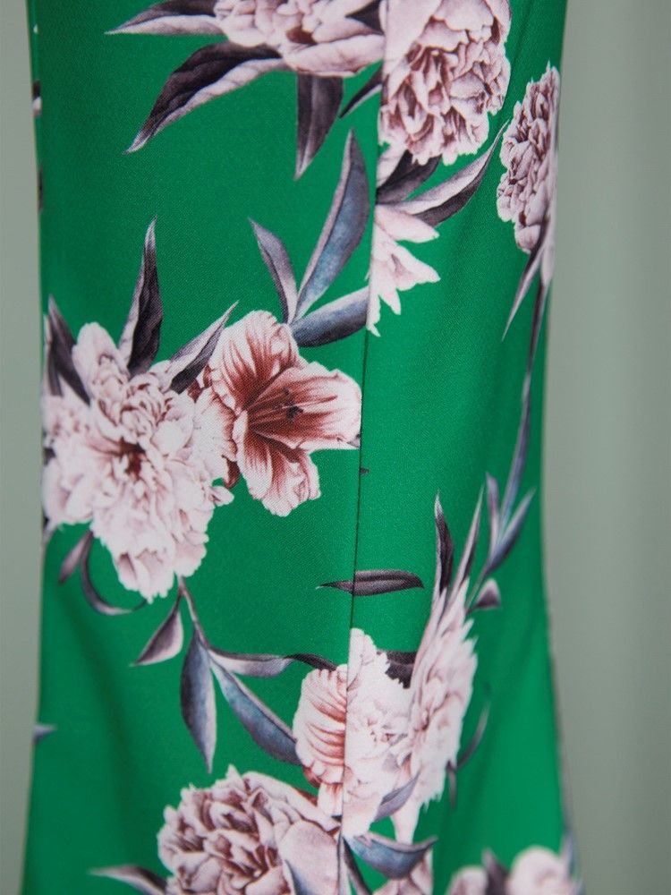 Calças Femininas Com Estampa Floral Em Bloco Colorido