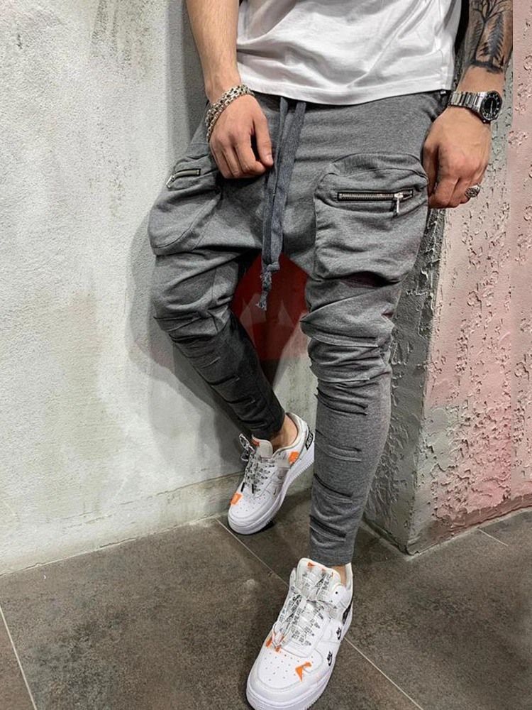 Calças Largas Simples De Renda Cintura Média Calça Masculina