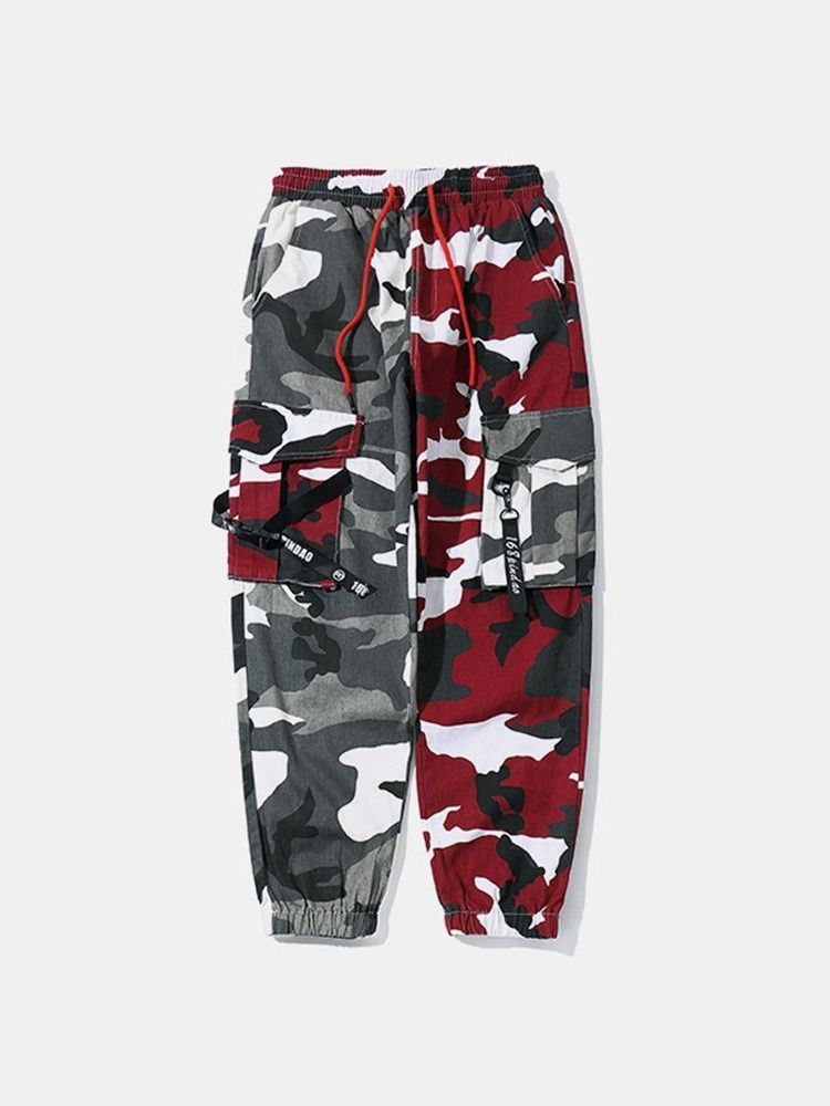 Camuflagem Impressão Em Cores Macacão Cintura Média Calça Casual Masculina