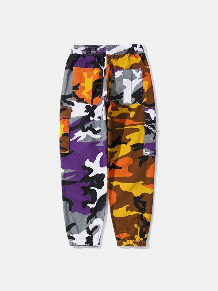 Camuflagem Impressão Em Cores Macacão Cintura Média Calça Casual Masculina