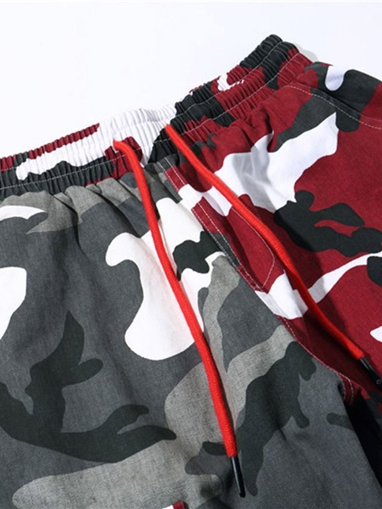 Camuflagem Impressão Em Cores Macacão Cintura Média Calça Casual Masculina