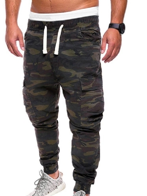 Estampa Camuflagem Calça Reta De Cintura Média Masculina
