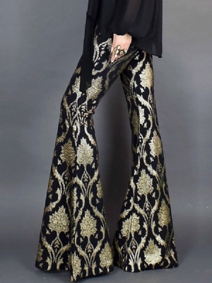 Lantejoulas Femininas Slim Bellbottoms Calça Casual Comprida