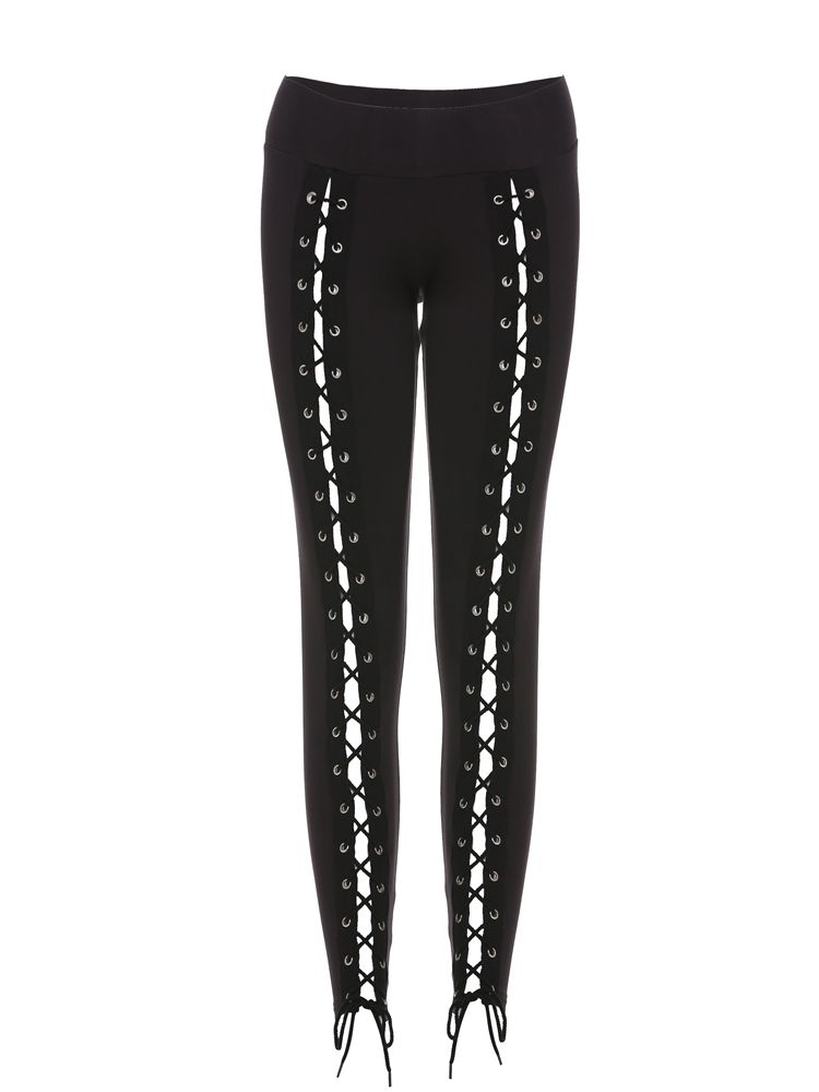 Leggings Femininas Skinny Full Length Lace-up