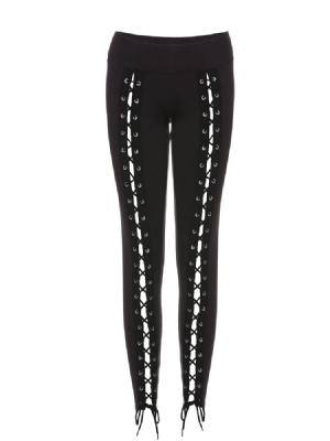 Leggings Femininas Skinny Full Length Lace-up