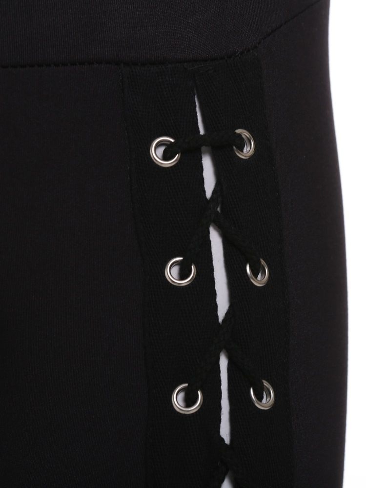 Leggings Femininas Skinny Full Length Lace-up