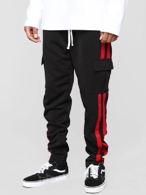 Patchwork Color Block Calça Casual Masculina