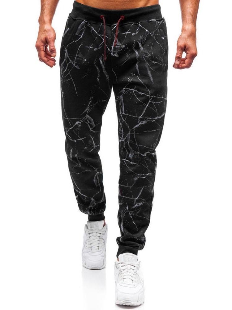 Patchwork Color Block Harem Lace-up Calça Casual Masculina