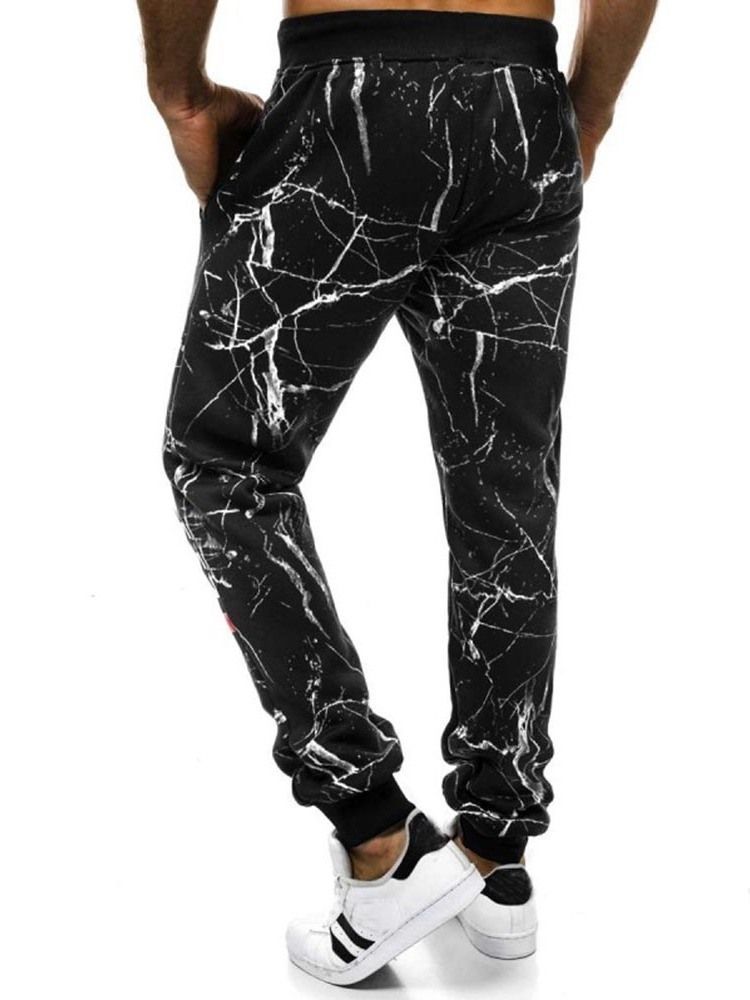 Patchwork Color Block Harem Lace-up Calça Casual Masculina