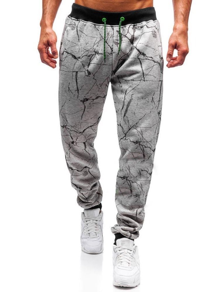 Patchwork Color Block Harem Lace-up Calça Casual Masculina